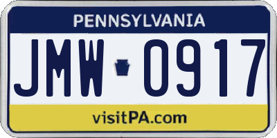 PA license plate JMW0917