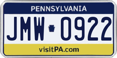 PA license plate JMW0922