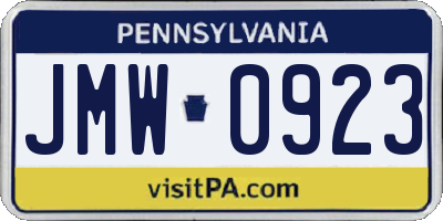 PA license plate JMW0923
