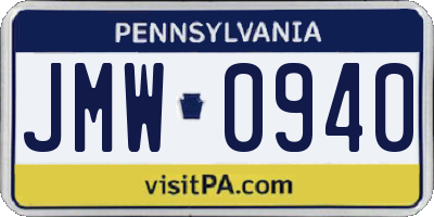 PA license plate JMW0940