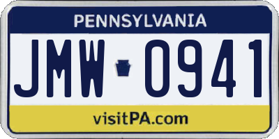 PA license plate JMW0941