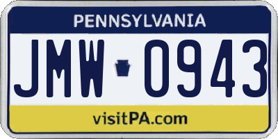 PA license plate JMW0943