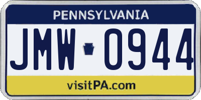 PA license plate JMW0944