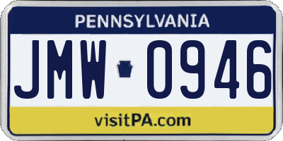 PA license plate JMW0946
