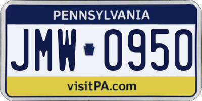 PA license plate JMW0950