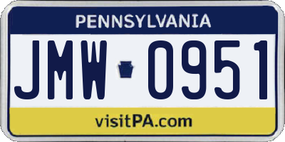 PA license plate JMW0951