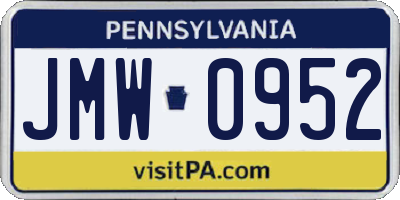 PA license plate JMW0952