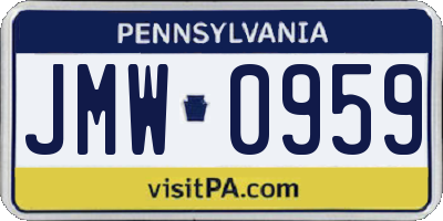 PA license plate JMW0959