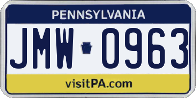 PA license plate JMW0963
