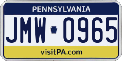 PA license plate JMW0965
