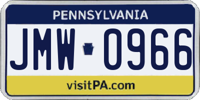 PA license plate JMW0966