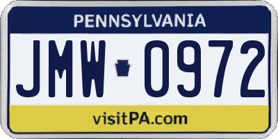 PA license plate JMW0972