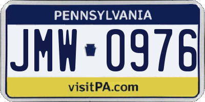 PA license plate JMW0976