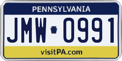 PA license plate JMW0991