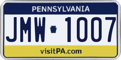 PA license plate JMW1007