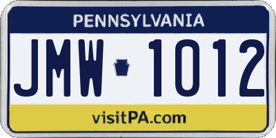 PA license plate JMW1012