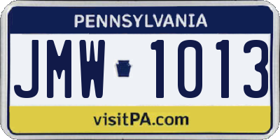 PA license plate JMW1013