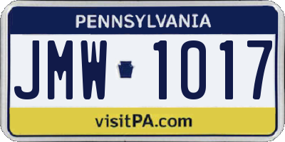 PA license plate JMW1017