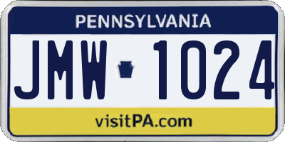 PA license plate JMW1024