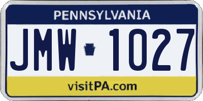 PA license plate JMW1027