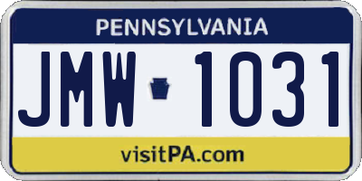 PA license plate JMW1031