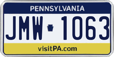 PA license plate JMW1063