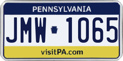 PA license plate JMW1065