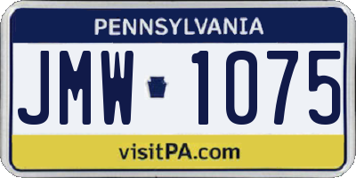 PA license plate JMW1075