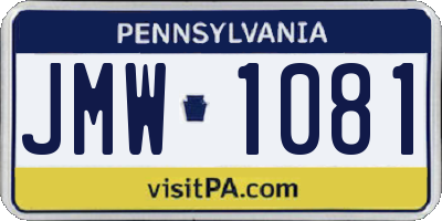 PA license plate JMW1081