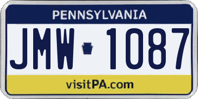 PA license plate JMW1087