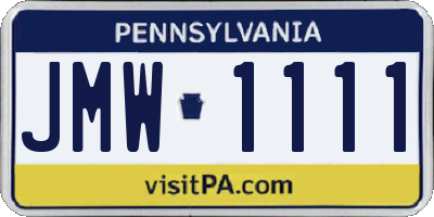 PA license plate JMW1111