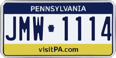 PA license plate JMW1114
