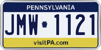 PA license plate JMW1121