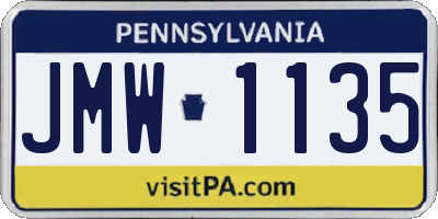 PA license plate JMW1135
