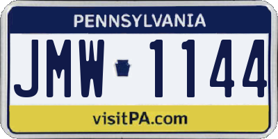 PA license plate JMW1144
