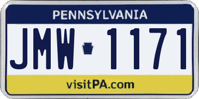 PA license plate JMW1171