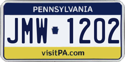 PA license plate JMW1202