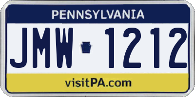 PA license plate JMW1212
