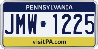 PA license plate JMW1225