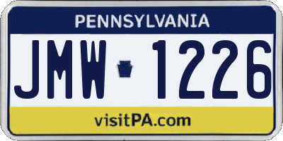 PA license plate JMW1226
