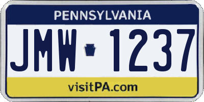 PA license plate JMW1237