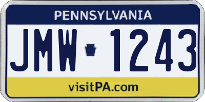 PA license plate JMW1243