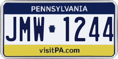 PA license plate JMW1244