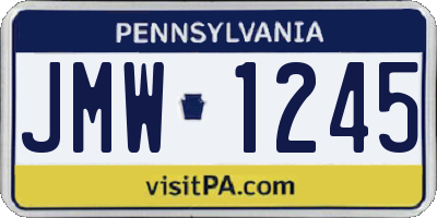 PA license plate JMW1245