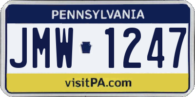 PA license plate JMW1247