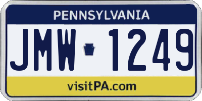 PA license plate JMW1249