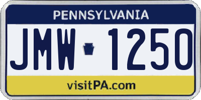 PA license plate JMW1250