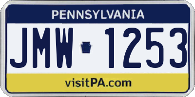 PA license plate JMW1253