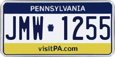 PA license plate JMW1255