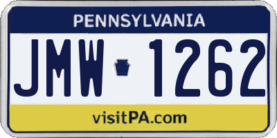 PA license plate JMW1262